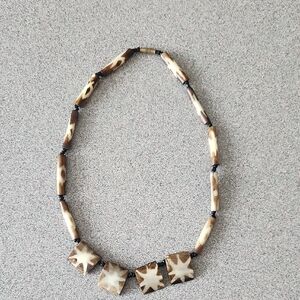 Brown and Cream Beaded Necklace
